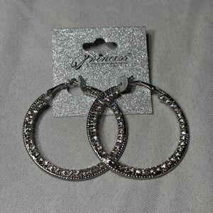 New! Princess Accessories Silver Gemstone Hoop Earrings